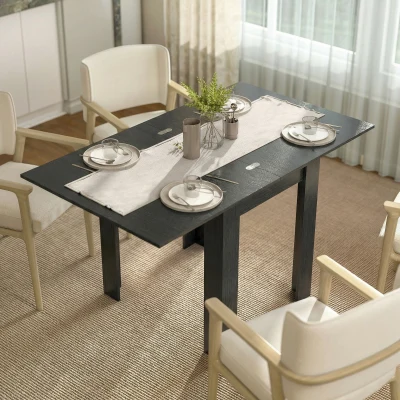 HOMCOM Ausziehbarer Esstisch für 4-6 Personen aus Holz und Stahl, 140x80x77.5 cm, Schwarz