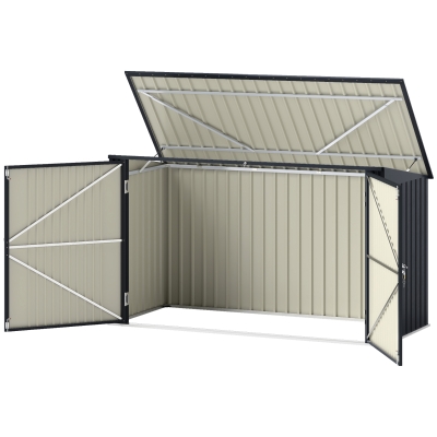Outsunny Copribidoni per 3 Cassonetti da 240L con 2 Porte Grigio