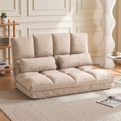 HOMCOM 2-in-1 Vloerstoel met Verstelbare Rugleuning, 102 x 73 x 60 cm, Beige