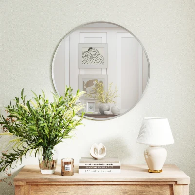 HOMCOM Oglindă de perete, design modern, 61 x 61 cm, argintiu