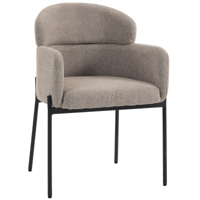 HOMCOM Sessel Wohnzimmer Loungesessel mit Chenille-Optik, Armlehnen, Metallbeinen für Schlafzimmer, Hellbraun