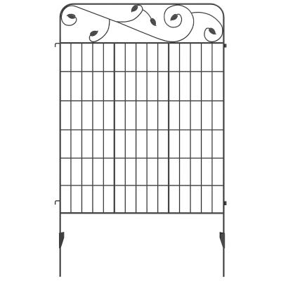 Outsunny Tuinhek Gaashek Hek, Vintage-Design, weerbestendig, 352 cm x 0.8 cm x 112 cm, Zwart