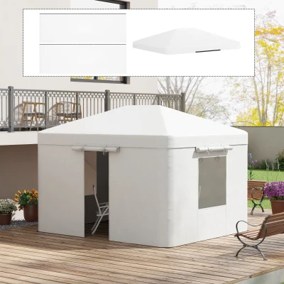 Outsunny Vervangend dak voor paviljoen, vervangende luifel, weerbestendig, 360 x 300 x 270 cm, wit