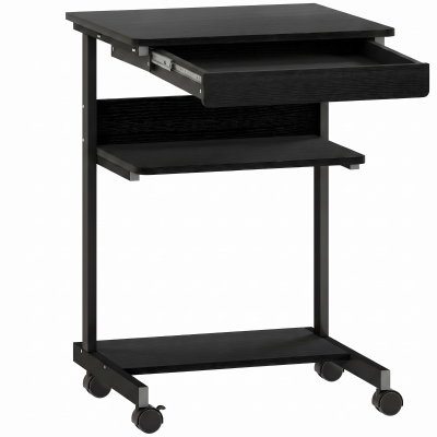 HOMCOM Scrivania PC con Cassetto Scorrevole 2 Ripiani Aperti Nero