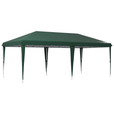 Outsunny Cenador de Jardín 6x3 m Gazebo con Altura Ajustable en 3 Niveles Bolsa de Transporte Marco de Acero Anti-UV Verde