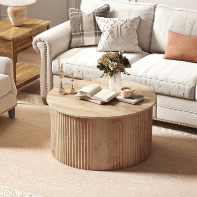 HOMCOM Mesa de Centro Elevável Mesa de Sala com Compartimento Oculto e Tampo com Fecho Amortecido Madeira Natural