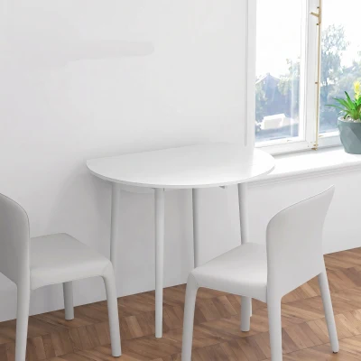 HOMCOM Table Ronde Pliante Extensible Bois Blanc Ø89cm