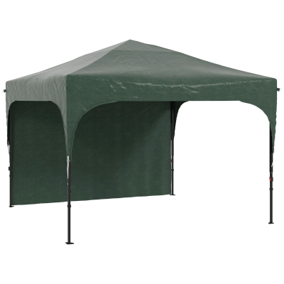 Outsunny Tenda Dobrável com Altura Ajustável 1 Parede Lateral Teto com Ventilação 4 Sacos de Areia e Bolsa de Transporte 3x3 m Verde
