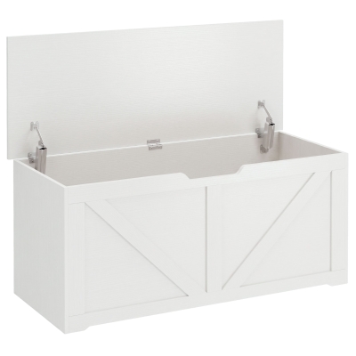 HOMCOM Coffre Rangement 100cm Blanc Effet Bois 2 Charnières Sécurité