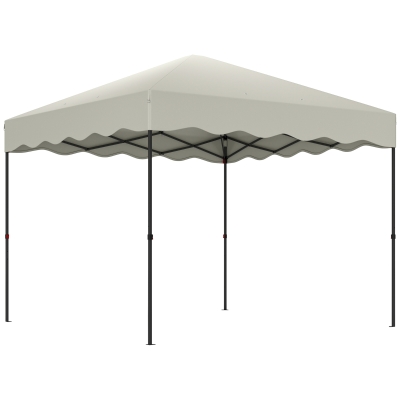 Outsunny 3 x 3 m Pop-up-Pavillon, Höhenverstellbares Gartenzelt, mit Rolltasche, für Garten, Terrasse, Metall, Stoff, Cremeweiß