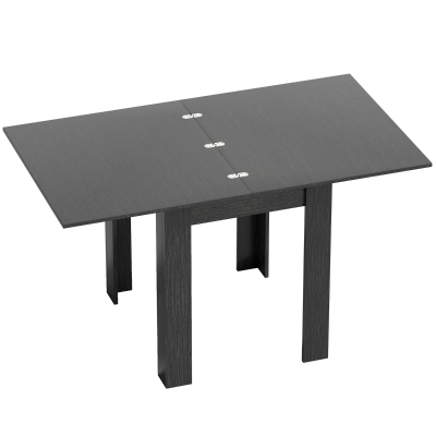 HOMCOM Table à Manger Extensible Bois Métal Noir 140x80 cm