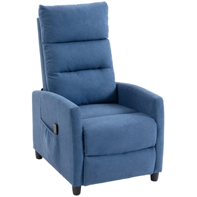 HOMCOM Poltrona Massaggiante Reclinabile Ciniglia Blu Scuro