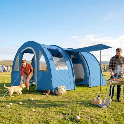 Outsunny 5-6 Man Tunnel Camping Tent with Carry Bag 2000mm
