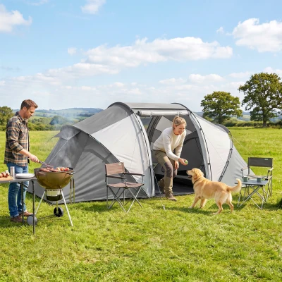 Outsunny UV Protection Camping Tent 4-6 Man Charcoal Grey/White