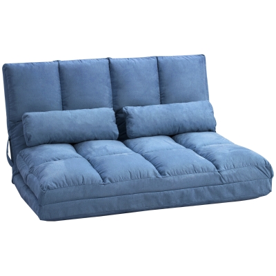 HOMCOM Vloersofa Slaapsofa, opklapbaar, verstelbare rugleuning, 102 cm x 73 cm x 60 cm, Blauw
