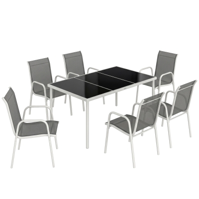 Set de Masă 7 Piese din Metal, Gri