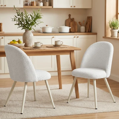 HOMCOM Conjunto 2 Cadeiras de Jantar em Veludo, Assento Acolchoado, Branco