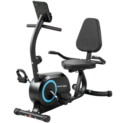 SPORTNOW Cyclette Magnetica Orizzontale con Display LCD Blu