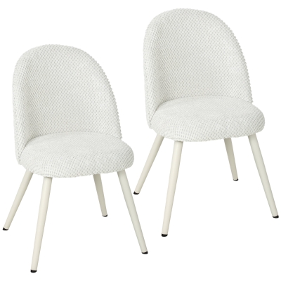 HOMCOM Conjunto 2 Cadeiras de Jantar em Veludo, Assento Acolchoado, Branco