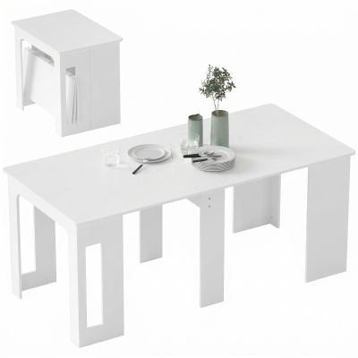 HOMCOM Eettafel, inklaptafel, uitschuifbare keukentafel, eetkamertafel, spaanplaat, 60-180 x 85 x 75 cm, Wit