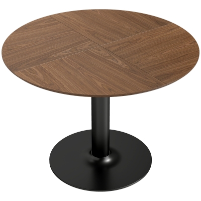 HOMCOM Ronde eettafel voor 6 personen, 110 cm moderne keukentafel met voet voor woonkamer, bruin houtnerf