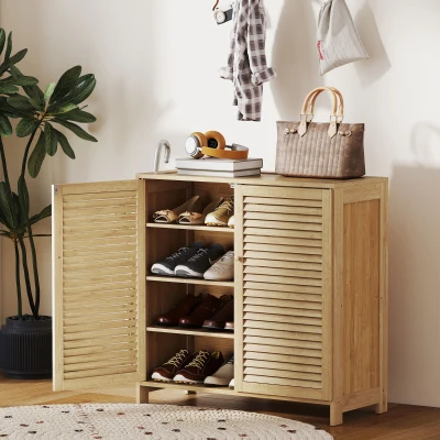 HOMCOM Mobile portascarpe 80x35x80cm legno naturale