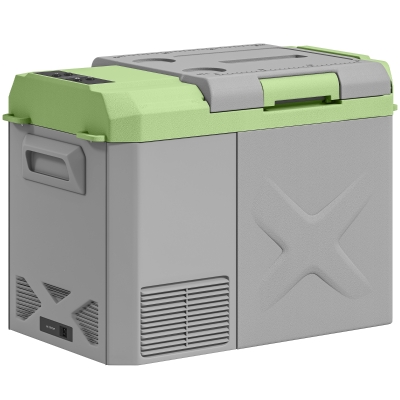 Outsunny Nevera Portátil Eléctrica 24,2L Refrigerador de Coche 12V-220V -20℃ a +20 ℃ con Pantalla Luz LED 60,2x33,4x41,4 cm Gris