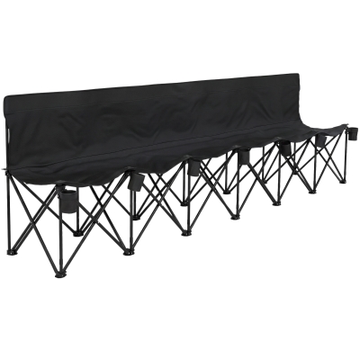 Outsunny® campingbank inklapbare bank 6-zits met draagtas tuinbank klapbank camping draagtas, Oxford + metaal, zwart / blauw, 279x48x80cm
