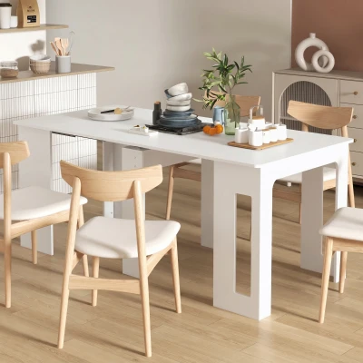 HOMCOM Esstisch, Klapptisch, ausziehbarer Küchentisch, Esszimmertisch, Spanplatten, 60-180 x 85 x 75 cm, Weiß