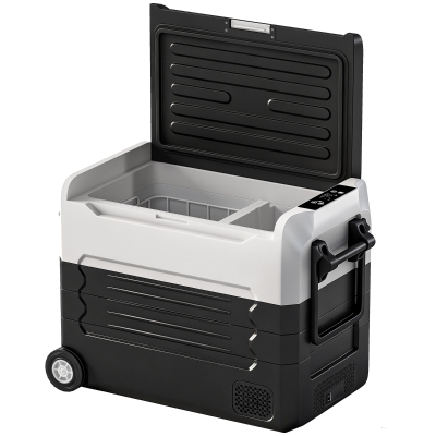 Outsunny Compressor-koelbox 50L -20℃-20℃ elektrische koelbox met dual-zone temperatuurregeling, APP, LED, batterijbeveiliging en opvouwbare handgreep