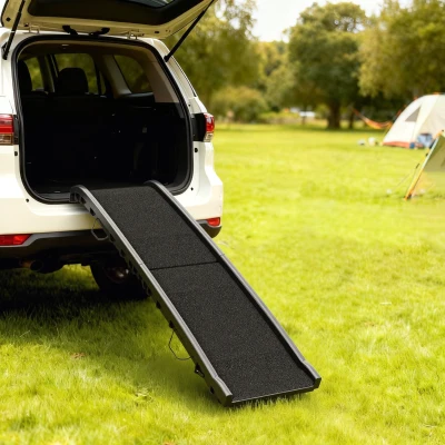 PawHut Rampe Pliable Chien Antidérapante 155cm Noir