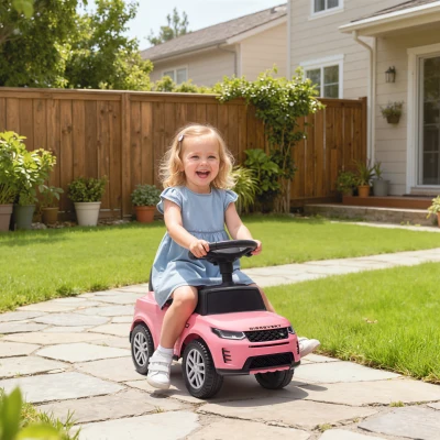 AIYAPLAY Carro Andador para Crianças  com Licença de Land Rover com Armazenamento Buzina Sons de Motor 65,5x28x42 cm Rosa