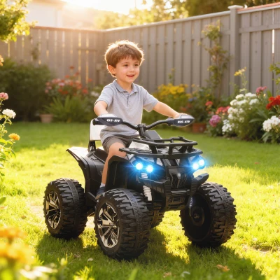 HOMCOM Quad Électrique Enfant 12V USB Phares Blanc