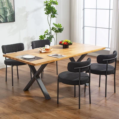 HOMCOM Lot de 4 Chaises Salle à Manger Tissu Noir Acier