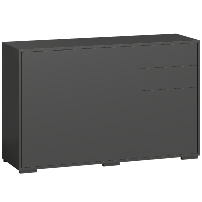 HOMCOM Buffet Rangement 2 Tiroirs 3 Portes Noir 117x36x74cm