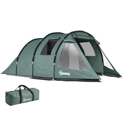Outsunny Tienda de Campaña para 3 Personas Impermeable PU2000 mm Protección UV30+ con Bolsa de Transporte 475x264x172 cm Verde