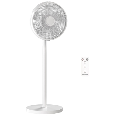 HOMCOM Ventilador de Pie con Control Remoto Altura Ajustable 4 Velocidades Oscilación 80° Temporizador 10H Pantalla LED Blanco