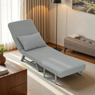 HOMCOM Fauteuil-Lit Convertible Ergonomique Gris Clair