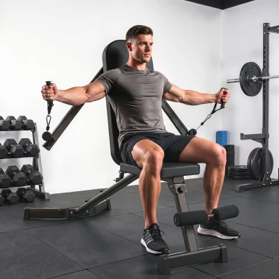 SPORTNOW Ławka składana z prostownikiem nóg, 3-pozycyjne oparcie, 3 poziomy oporu, udźwig 300 kg