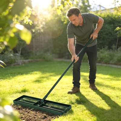 Outsunny Lawn Levelling Rake with Handle 76x26cm