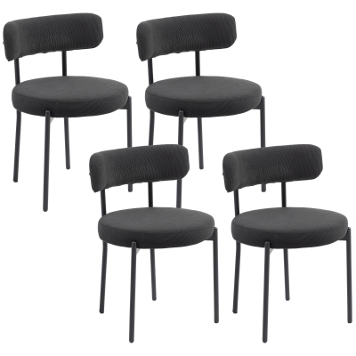 HOMCOM Lot de 4 Chaises Salle à Manger Tissu Noir Acier