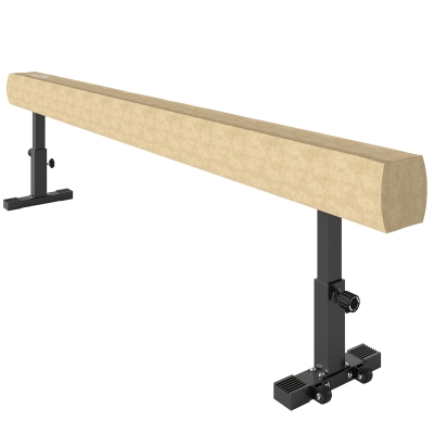 HOMCOM Poutre Gym 226cm Réglable Acier Bois Antidérapant Marron