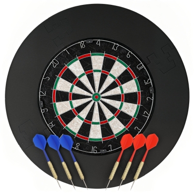 SPORTNOW Dartscheibe Dartboard-Set mit Schutzring, 6 Dartpfeile mit Stahlspitzen, Sisal, Kunststoff, Schwarz