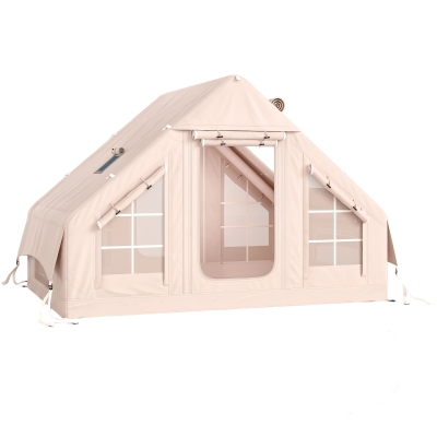 Outsunny Aufblasbares Zelt 5-8 Personen Schneller Aufbau 5000 mm Wasserdicht & Winddicht mit Luftpumpe Kaminöffnung Dachfenster