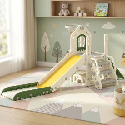AIYAPLAY Toboggan Enfant 4en1 Pliable Crème avec Basket et Rangement