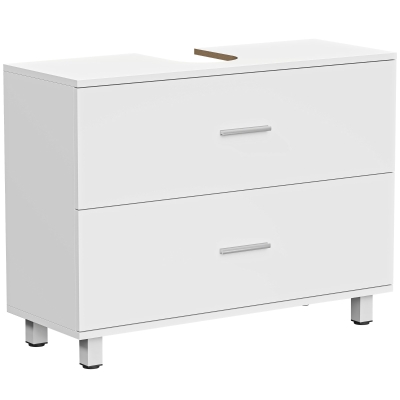 HOMCOM Dulap Modern pentru Baie sub Chiuvetă cu 2 Sertare și Separatoare pentru Chiuvetă Fără Picior, 80x30x60 cm, Alb