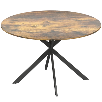 HOMCOM Ronde eettafel voor 4 personen, keukentafel in industriële stijl met stalen poten, voor eetkamer, keuken, Rustiek-Bruin