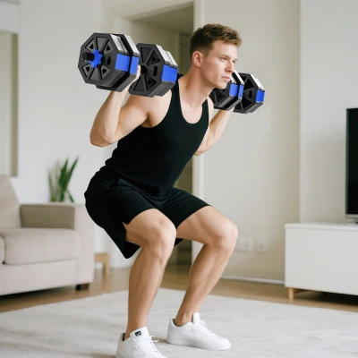 Set Greutăți Fitness 6-în-1 Multifuncțional, 20 kg, Albastru