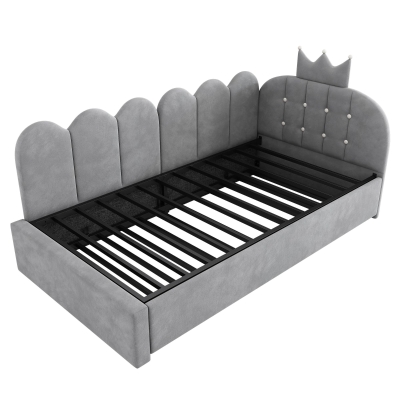 90x200 cm Schlafsofa mit Ausziehbett, L-förmig und wendbar, platzsparend, ohne Matratze, 203x98x95 cm, Grau