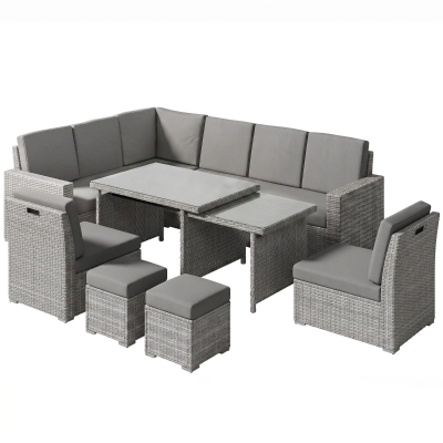 Rattan Sofa Set 190W x 80D x 81Hcm Light Grey